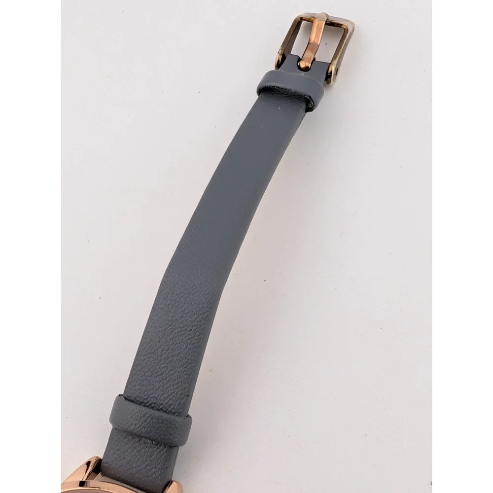 Time & Tru Watch Women Crystal Accents 30mm Rose Gold‎ Case Gray Band- Working